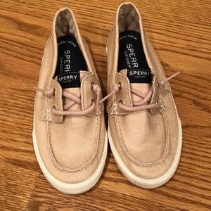 🔥 NWOB Sperry girls rose gold shimmer boat shoes